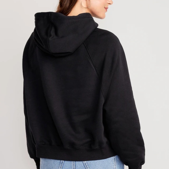 NWT OLD NAVY Oversized Fleece Logo Graphic HoodieLight Black Heather Size Large - Picture 3 of 5